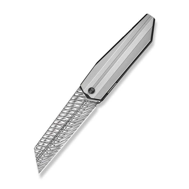 WEKNIFE Collinear Flipper Knife Polished Bead Blasted & Satin Titanium Handle And Endcap (3.67" Fafnir Damasteel Blade) WE22034D - DS1