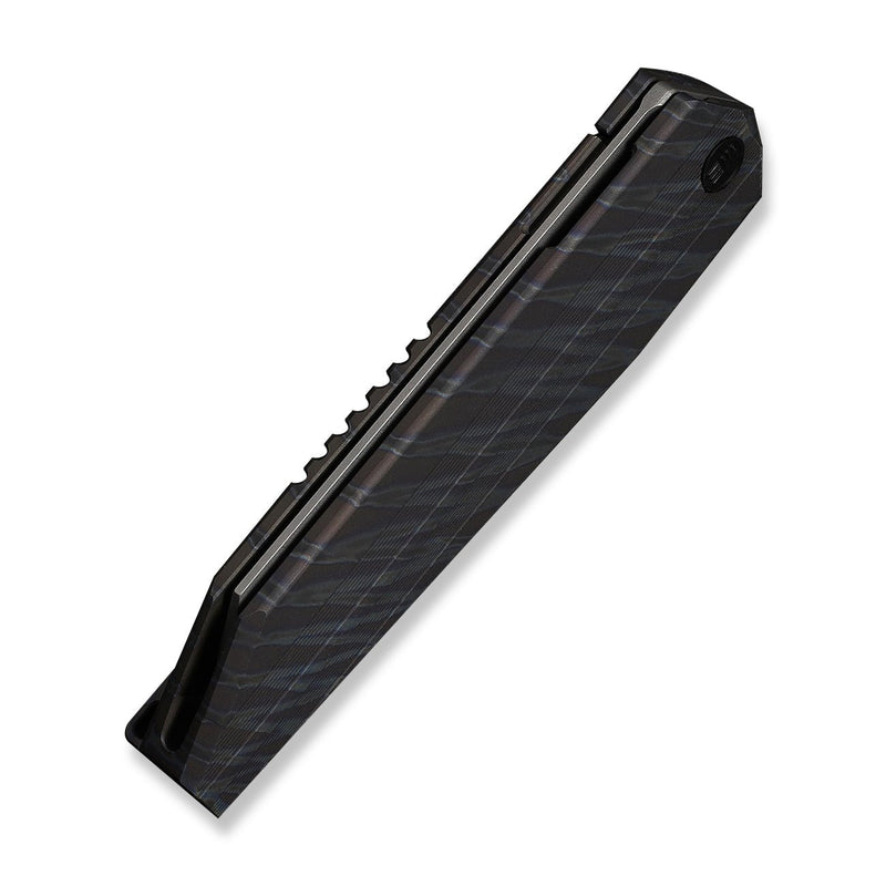 WEKNIFE Collinear Flipper Knife Tiger Stripe Pattern Flamed Titanium Handle And Endcap (3.67" Gray Stonewashed Bohler M390 Blade) WE22034D - 3