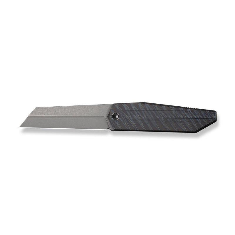 WEKNIFE Collinear Flipper Knife Tiger Stripe Pattern Flamed Titanium Handle And Endcap (3.67" Gray Stonewashed Bohler M390 Blade) WE22034D - 3