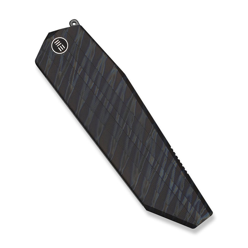 WEKNIFE Collinear Flipper Knife Tiger Stripe Pattern Flamed Titanium Handle And Endcap (3.67" Gray Stonewashed Bohler M390 Blade) WE22034D - 3