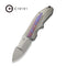 WEKNIFE Coral Flipper Knife Polished Bead Blasted Titanium Handle With Timascus Inlay (2.95" Polished Bead Blasted CPM 20CV Blade) WE24044 Sample1