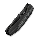 WEKNIFE Coral SLT Flipper Knife Black Titanium Handle With Aluminum Foil Carbon Fiber Inlay (2.95" Black Stonewashed CPM 20CV Blade) WE24044 - 1