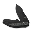 WEKNIFE Coral SLT Flipper Knife Black Titanium Handle With Aluminum Foil Carbon Fiber Inlay (2.95" Black Stonewashed CPM 20CV Blade) WE24044 - 1