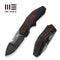 WEKNIFE Coral SLT Flipper Knife Bronze / Black Titanium Handle With Lava Flow FatCarbon Fiber Inlay (2.95" Polished Gray CPM 20CV Blade) WE24044 - 3