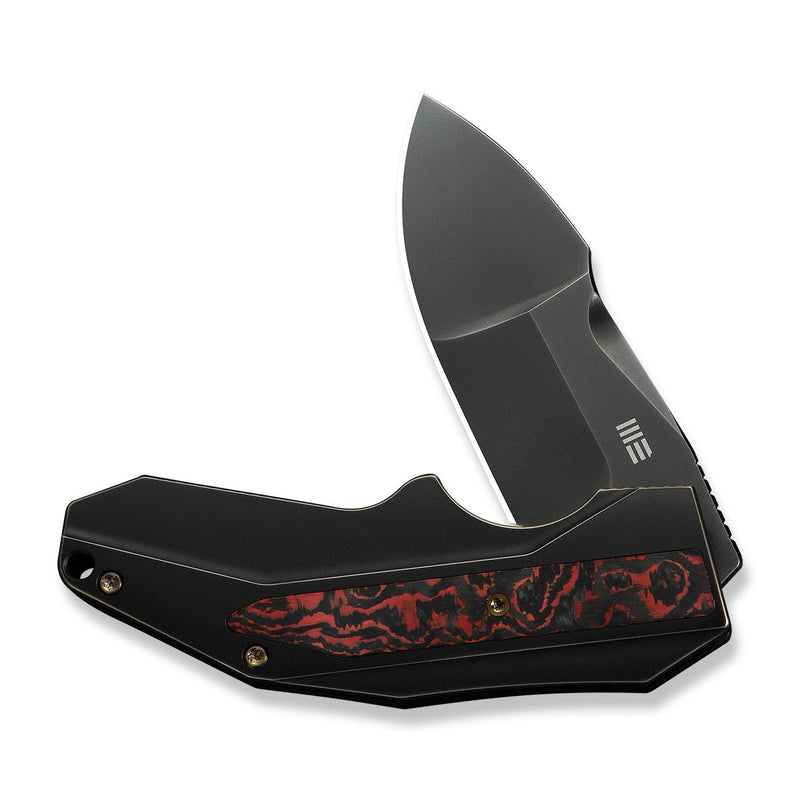 WEKNIFE Coral SLT Flipper Knife Bronze / Black Titanium Handle With Lava Flow FatCarbon Fiber Inlay (2.95" Polished Gray CPM 20CV Blade) WE24044 - 3