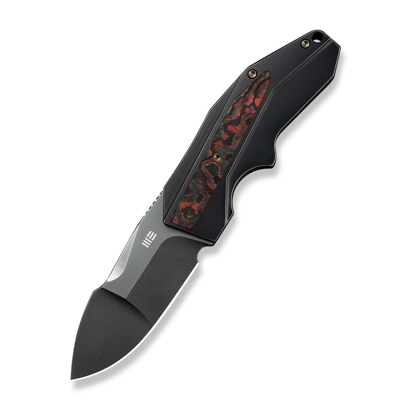 WEKNIFE Coral SLT Flipper Knife Bronze / Black Titanium Handle With Lava Flow FatCarbon Fiber Inlay (2.95" Polished Gray CPM 20CV Blade) WE24044 - 3