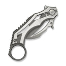 WEKNIFE Cryonix Flipper Knife Gray & Satin Titanium Handle (2.03" Gray Stonewashed Bohler M390 Blade, Satin Flat) WE24070 - 2