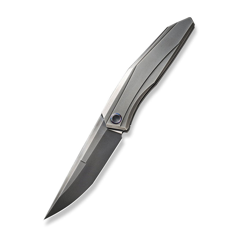 WEKNIFE Cybernetic Top Flipper Knife Polished Gray Titanium Handle (3.91" Polished Gray CPM 20CV Blade) WE22033-6