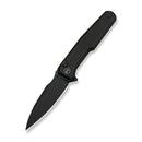 WEKNIFE Dressytak Flipper & Button Lock Knife Black Titanium Handle (3.37" Black Stonewashed Bohler M390 Blade) WE25059 - 1 - We Knife