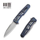 WEKNIFE Dressytak Flipper & Button Lock Knife Skeletonized Blue Titanium Handle (3.37" Stonewashed Bohler M390 Blade) WE25059B - 2 - We Knife