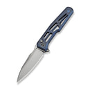 WEKNIFE Dressytak Flipper & Button Lock Knife Skeletonized Blue Titanium Handle (3.37" Stonewashed Bohler M390 Blade) WE25059B - 2 - We Knife