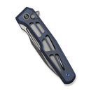 WEKNIFE Dressytak Flipper & Button Lock Knife Skeletonized Blue Titanium Handle (3.37" Stonewashed Bohler M390 Blade) WE25059B - 2 - We Knife