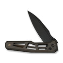 WEKNIFE Dressytak Flipper & Button Lock Knife Skeletonized Bronze Titanium Handle (3.37" Black Stonewashed Bohler M390 Blade) WE25059B - 1 - We Knife
