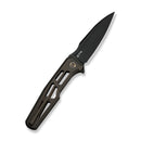WEKNIFE Dressytak Flipper & Button Lock Knife Skeletonized Bronze Titanium Handle (3.37" Black Stonewashed Bohler M390 Blade) WE25059B - 1 - We Knife