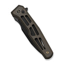 WEKNIFE Dressytak Flipper & Button Lock Knife Skeletonized Bronze Titanium Handle (3.37" Black Stonewashed Bohler M390 Blade) WE25059B - 1 - We Knife