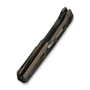 WEKNIFE Dressytak Flipper & Button Lock Knife Skeletonized Bronze Titanium Handle (3.37" Black Stonewashed Bohler M390 Blade) WE25059B - 1 - We Knife