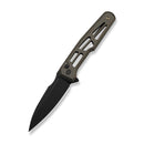WEKNIFE Dressytak Flipper & Button Lock Knife Skeletonized Bronze Titanium Handle (3.37" Black Stonewashed Bohler M390 Blade) WE25059B - 1 - We Knife