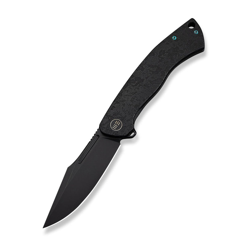 WEKNIFE Essential Knight Flipper Knife Black Titanium Handle With Etched Pattern (3.6" Black Stonewashed Bohler M390 Blade) WE24003 - 2