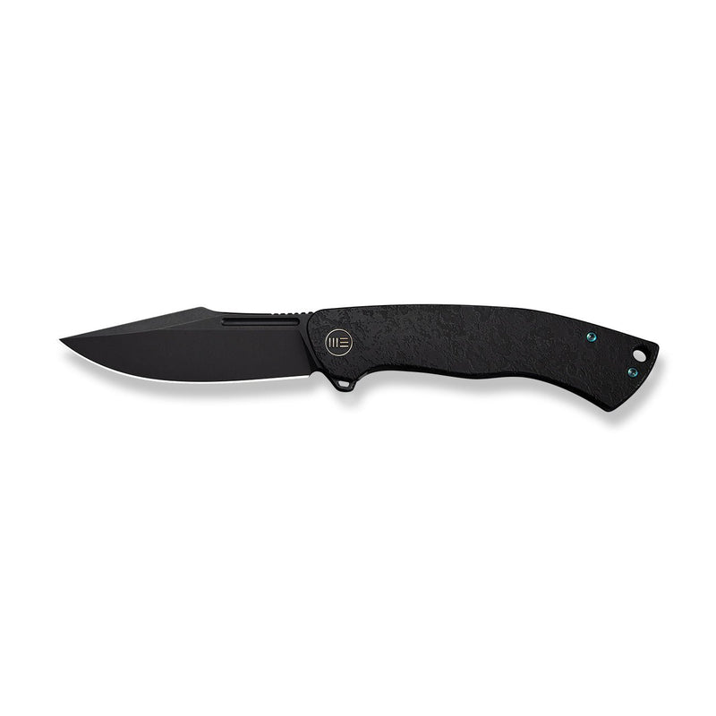 WEKNIFE Essential Knight Flipper Knife Black Titanium Handle With Etched Pattern (3.6" Black Stonewashed Bohler M390 Blade) WE24003 - 2