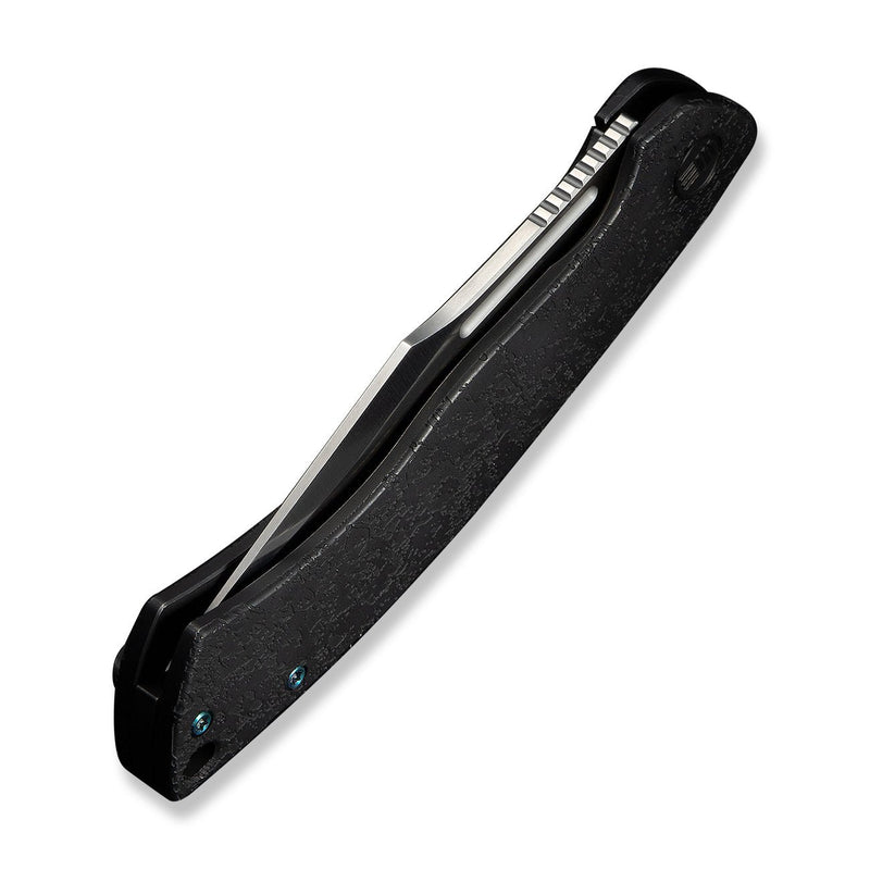 WEKNIFE Essential Knight Flipper Knife Black Titanium Handle With Etched Pattern (3.6" Satin Finished Bohler M390 Blade) WE24003 - 1
