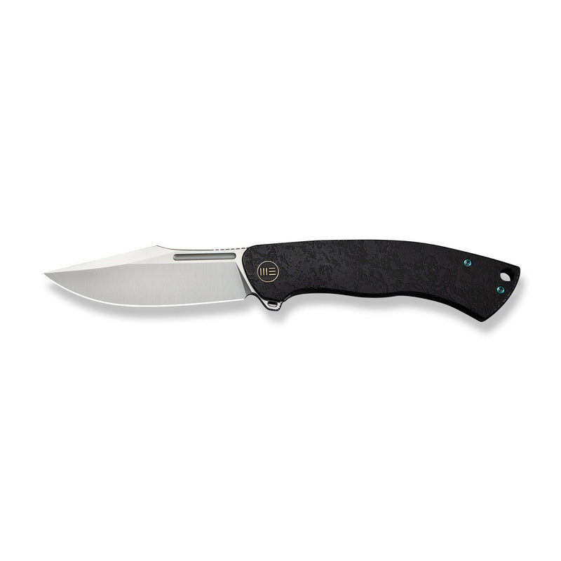 WEKNIFE Essential Knight Flipper Knife Black Titanium Handle With Etched Pattern (3.6" Satin Finished Bohler M390 Blade) WE24003 - 1