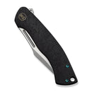 WEKNIFE Essential Knight Flipper Knife Black Titanium Handle With Etched Pattern (3.6" Satin Finished Bohler M390 Blade) WE24003 - 1