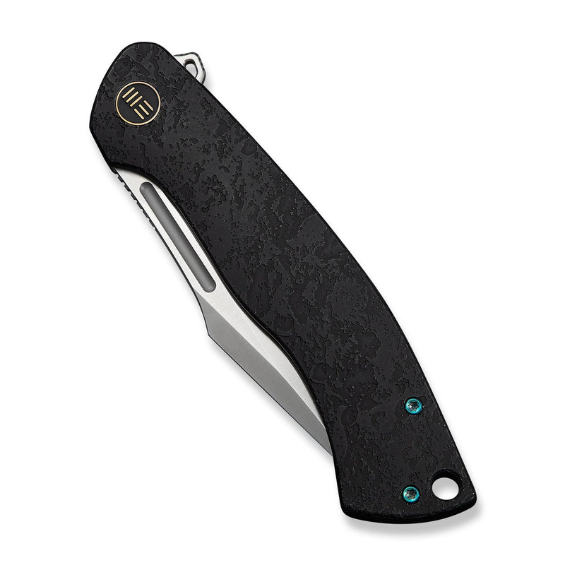 WEKNIFE Essential Knight Flipper Knife Black Titanium Handle With Etched Pattern (3.6" Satin Finished Bohler M390 Blade) WE24003 - 1