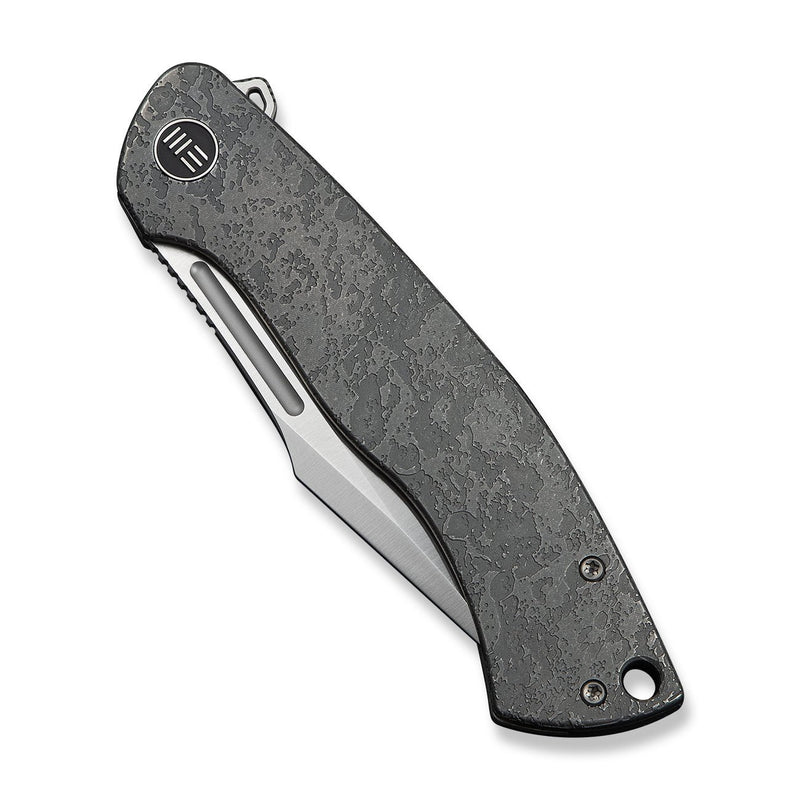 WEKNIFE Essential Knight Flipper Knife Gray Titanium Handle With Etched Pattern (3.6" Satin Finished Bohler M390 Blade) WE24003 - 3