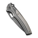 WEKNIFE Exciton Flipper & Button Lock Knife Polished Gray Titanium Handle With Polished Bead Blasted Titanium Integral Spacer (3.68" Polished Gray CPM 20CV Blade) WE22038A-7