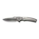 WEKNIFE Exciton Flipper & Button Lock Knife Polished Gray Titanium Handle With Polished Bead Blasted Titanium Integral Spacer (3.68" Polished Gray CPM 20CV Blade) WE22038A-7