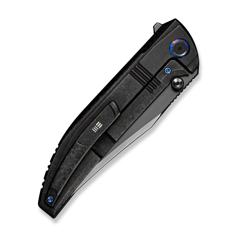 WEKNIFE Ezinta Flipper & Thumb Stud Knife Crystalized Black Titanium Integral Handle With Satin Holes (3.99" Black Bohler M390 Blade) WE22041 - 2025 BSW1