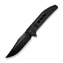 WEKNIFE Ezinta Flipper & Thumb Stud Knife Crystalized Black Titanium Integral Handle With Satin Holes (3.99" Black Bohler M390 Blade) WE22041 - 2025 BSW1