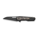 WEKNIFE Falcaria Flipper & Thumb Hole Knife Black Titanium Handle With Copper Foil Carbon Fiber Inlay (3.64" Black Stonewashed CPM 20CV Blade) WE23012B-2