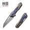 WEKNIFE Falcaria Flipper & Thumb Hole Knife Polished Bead Blasted Titanium Handle With Flamed Titanium Inlay (3.64" Polished Bead Blasted CPM 20CV Blade) WE23012B-1