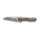 WEKNIFE Falcaria Flipper & Thumb Hole Knife Polished Bead Blasted Titanium Handle With Polished Gray Titanium Inlay (3.64" Fafnir Damasteel Blade) WE23012B-DS1