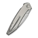 WEKNIFE Fluxor Flipper Knife Polished Bead Blasted Titanium Handle (3.98" Fafnir Damasteel Blade) WE23071 - DS1