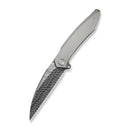 WEKNIFE Fluxor Flipper Knife Polished Bead Blasted Titanium Handle (3.98" Fafnir Damasteel Blade) WE23071 - DS1