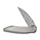 WEKNIFE Fluxor Flipper Knife Polished Bead Blasted Titanium Handle (3.98" Fafnir Damasteel Blade) WE23071 - DS1