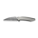 WEKNIFE Fluxor Flipper Knife Polished Bead Blasted Titanium Handle (3.98" Fafnir Damasteel Blade) WE23071 - DS1