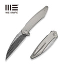 WEKNIFE Fluxor Flipper Knife Polished Bead Blasted Titanium Handle (3.98" Fafnir Damasteel Blade) WE23071 - DS1