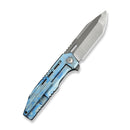WEKNIFE Gunwale Flipper Knife Blue Terrain Titanium Handle (3.87" Hand Polished Satin Bohler M390 Blade, Gray Stonewashed Flat) WE24048-3 - We Knife