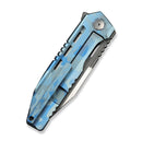 WEKNIFE Gunwale Flipper Knife Blue Terrain Titanium Handle (3.87" Hand Polished Satin Bohler M390 Blade, Gray Stonewashed Flat) WE24048-3 - We Knife