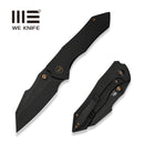 WEKNIFE High - Fin XL Thumb Stud Knife Diamond Patterned Black Titanium Handle (3.48" Black Stonewashed CPM 20CV Blade) WE24010 - 1