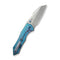 WEKNIFE High - Fin XL Thumb Stud Knife Diamond Patterned Blue / Purple Titanium Handle (3.48" Stonewashed CPM 20CV Blade) WE24010 - 2