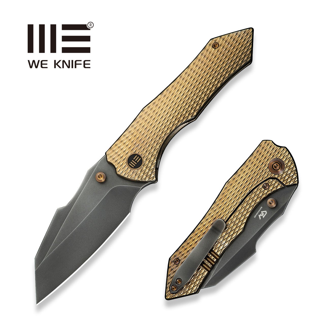 WEKNIFE High-Fin XL Thumb Stud Knife Titanium Handle (3.48