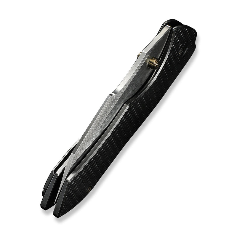 WEKNIFE High - Fin XL Thumb Stud Knife Diamond Patterned Polished Gray Titanium Handle (3.48" Hand Rubbed Satin CPM 20CV Blade) WE24010 - 6