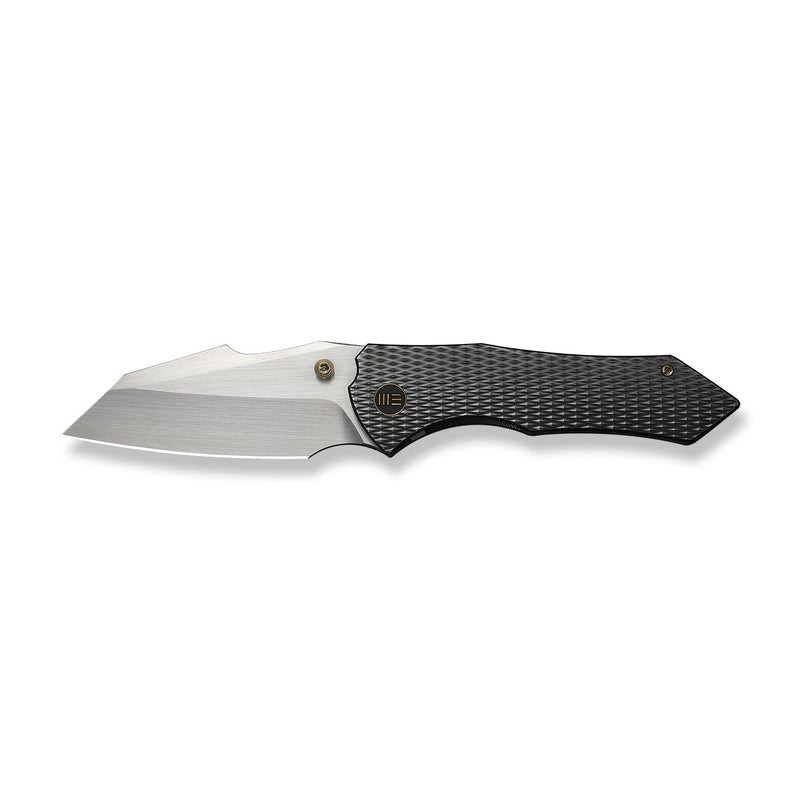 WEKNIFE High - Fin XL Thumb Stud Knife Diamond Patterned Polished Gray Titanium Handle (3.48" Hand Rubbed Satin CPM 20CV Blade) WE24010 - 6