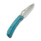 WEKNIFE Inmate Front Flipper & Thumb Hole Knife Blue Titanium Handle With Golden Raindrops (3.7" Satin Finished CPM 20CV Blade) WE23096B - 3
