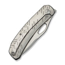 WEKNIFE Inmate Front Flipper & Thumb Hole Knife Gray Titanium Handle & Raindrops (3.7" Stonewashed CPM 20CV Blade) WE23096B - 1