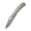 WEKNIFE Inmate Front Flipper & Thumb Hole Knife Gray Titanium Handle & Raindrops (3.7" Stonewashed CPM 20CV Blade) WE23096B - 1